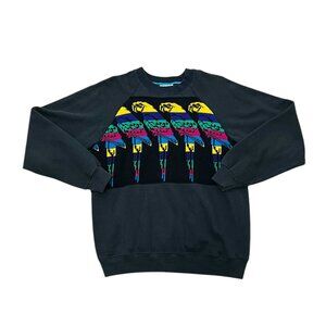 Vintage Women’s Hanes Parrot Graphic Sweatshirt Black Cotton Y2K